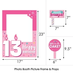 Big Dot Of Happiness Girl 13th Birthday - Official Teenager Birthday Party Selfie Photo Booth Picture Frame And Props - Printed On Sturdy Material -Anagram Shop GUEST afd07988 1490 49eb 9676 525d6c3eacca