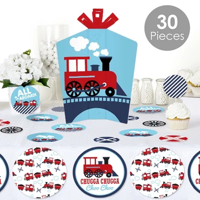 Big Dot Of Happiness Railroad Party Crossing - Steam Train Birthday Party Or Baby Shower Decor And Confetti - Terrific Table Centerpiece Kit - 30 Ct 1 Big Dot Of Happiness Railroad Party Crossing - Steam Train Birthday Party Or Baby Shower Decor And Confetti - Terrific Table Centerpiece Kit - 30 Ct