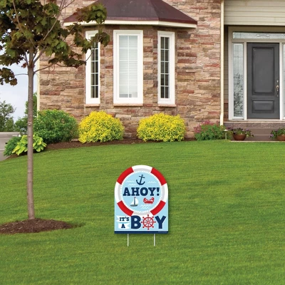 Big Dot Of Happiness Ahoy It's A Boy - Outdoor Lawn Sign - Nautical Baby Shower Yard Sign - 1 Piece 2 Big Dot Of Happiness Ahoy It's A Boy - Outdoor Lawn Sign - Nautical Baby Shower Yard Sign - 1 Piece - Image 2