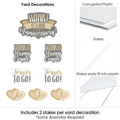 Big Dot Of Happiness Honk, It's Our Anniversary - Yard Sign And Outdoor Lawn Decorations - Gold And Silver Wedding Anniversary Yard Signs - Set Of 8 3 Big Dot Of Happiness Honk, It's Our Anniversary - Yard Sign And Outdoor Lawn Decorations - Gold And Silver Wedding Anniversary Yard Signs - Set Of 8 - Image 3