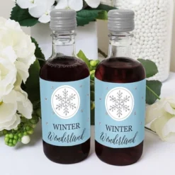 Big Dot Of Happiness Winter Wonderland - Mini Wine And Champagne Bottle Label Stickers - Snowflake Party & Winter Wedding Party Favor Gift - Set Of 16 -Anagram Shop GUEST b4704ba9 ba83 4843 ba9a 8168c261f999