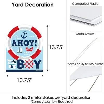 Big Dot Of Happiness Ahoy It's A Boy - Outdoor Lawn Sign - Nautical Baby Shower Yard Sign - 1 Piece 4 Big Dot Of Happiness Ahoy It's A Boy - Outdoor Lawn Sign - Nautical Baby Shower Yard Sign - 1 Piece - Image 4