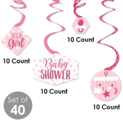 Big Dot Of Happiness It's A Girl - Pink Baby Shower Hanging Decor - Party Decoration Swirls - Set Of 40 -Anagram Shop GUEST b6c63fa9 7700 49d0 969c a1e42d05c3f4