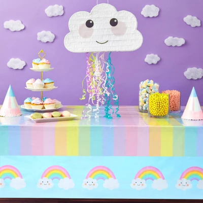 Blue Panda Pull String Cloud Pinata For Girls, Rainbow Birthday Party Supplies, Gender Reveal Pinata, Baby Shower (16.5x10 In) 1 Blue Panda Pull String Cloud Pinata For Girls, Rainbow Birthday Party Supplies, Gender Reveal Pinata, Baby Shower (16.5x10 In)