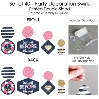Big Dot Of Happiness Last Sail Before The Veil - Nautical Bachelorette And Bridal Shower Hanging Decor - Party Decoration Swirls - Set Of 40 4 Big Dot Of Happiness Last Sail Before The Veil - Nautical Bachelorette And Bridal Shower Hanging Decor - Party Decoration Swirls - Set Of 40 - Image 4