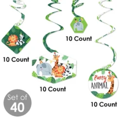 Big Dot Of Happiness Jungle Party Animals - Safari Zoo Animal Birthday Party Or Baby Shower Hanging Decor - Party Decoration Swirls - Set Of 40 -Anagram Shop GUEST b8a1d210 d559 4586 bf6c cb07c4d86fc4