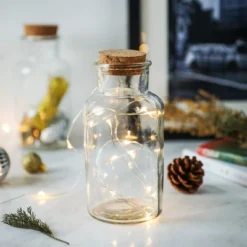 WHOLE HOUSEWARES 3 Glass Favor Jar, Glass Storage Jars With Corks For Wedding And Party (18 Ounce) -Anagram Shop GUEST b97f5794 238a 4e17 a681 e5ccf3769b80