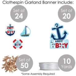 Big Dot Of Happiness Ahoy It's A Boy - Nautical Baby Shower DIY Decorations - Clothespin Garland Banner - 44 Pieces -Anagram Shop GUEST ba29c5dc 2fc8 4d39 af3f 51f2115eaa5f