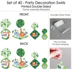 Big Dot Of Happiness Jungle Party Animals - Safari Zoo Animal Birthday Party Or Baby Shower Hanging Decor - Party Decoration Swirls - Set Of 40 -Anagram Shop GUEST ba7fc2ca ec27 4ce5 af99 efd1fd9ca023