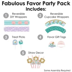 Big Dot Of Happiness Let's Be Mermaids - Baby Shower Or Birthday Party Favors And Cupcake Kit - Fabulous Favor Party Pack - 100 Pieces