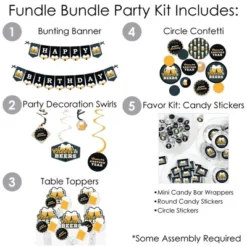 Big Dot Of Happiness Cheers And Beers Happy Birthday - Birthday Party Supplies - Banner Decoration Kit - Fundle Bundle
