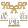 Big Dot Of Happiness It's Twins - Square Favor Gift Boxes - Gold Twins Baby Shower Bow Boxes - Set Of 12