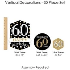Big Dot Of Happiness Adult 60th Birthday - Gold - Birthday Party DIY Dangler Backdrop - Hanging Vertical Decorations - 30 Pieces -Anagram Shop GUEST c017405f c131 4ea7 9886 d77e81572d19