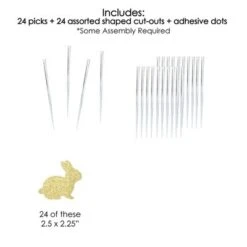 Big Dot Of Happiness Gold Glitter Bunnies - No-Mess Real Glitter Dessert Cupcake Toppers - Hippity Hoppity Easter Party Clear Treat Picks - Set Of 24 -Anagram Shop GUEST c0535d15 f755 4dff a937 d83defd7a95e