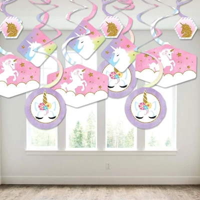 Big Dot Of Happiness Rainbow Unicorn - Magical Unicorn Baby Shower Or Birthday Party Hanging Decor - Party Decoration Swirls - Set Of 40 2 Big Dot Of Happiness Rainbow Unicorn - Magical Unicorn Baby Shower Or Birthday Party Hanging Decor - Party Decoration Swirls - Set Of 40 - Image 2