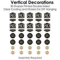 Big Dot Of Happiness Adult 80th Birthday - Gold - Birthday Party DIY Dangler Backdrop - Hanging Vertical Decorations - 30 Pieces -Anagram Shop GUEST c180f593 fd31 46e2 9e58 a4168d004817