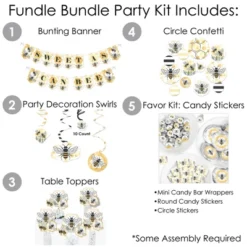 Big Dot Of Happiness Little Bumblebee - Bee Baby Shower Or Birthday Party Supplies - Banner Decoration Kit - Fundle Bundle