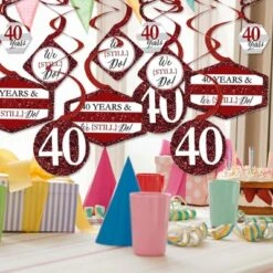 Big Dot Of Happiness We Still Do - 40th Wedding Anniversary - Anniversary Party Hanging Decor - Party Decoration Swirls - Set Of 40
