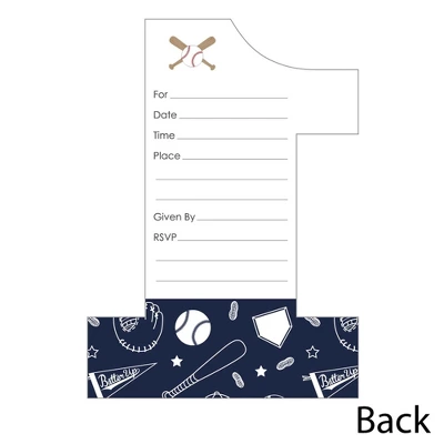 Big Dot Of Happiness 1st Birthday Batter Up - Baseball - Shaped Fill-in Invitations - First Birthday Party Invitation Cards With Envelopes - Set Of 12 2 Big Dot Of Happiness 1st Birthday Batter Up - Baseball - Shaped Fill-in Invitations - First Birthday Party Invitation Cards With Envelopes - Set Of 12 - Image 2
