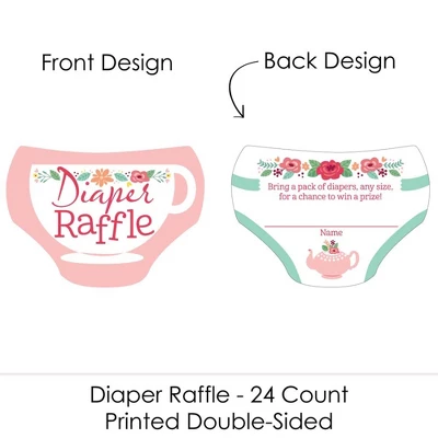 Big Dot Of Happiness Floral Let's Par-Tea - Diaper Shaped Raffle Ticket Inserts - Garden Tea Party Baby Shower Diaper Raffle Game - Set Of 24 1 Big Dot Of Happiness Floral Let's Par-Tea - Diaper Shaped Raffle Ticket Inserts - Garden Tea Party Baby Shower Diaper Raffle Game - Set Of 24