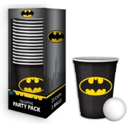 Silver BuffaloDC Comics Batman Logo 18oz Disposable Plastic Cups | 22 Pack W/ Pong Balls