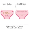 Big Dot Of Happiness Little Princess Crown - Diaper Shaped Raffle Ticket Inserts - Pink & Gold Princess Baby Shower Diaper Raffle Game - Set Of 24