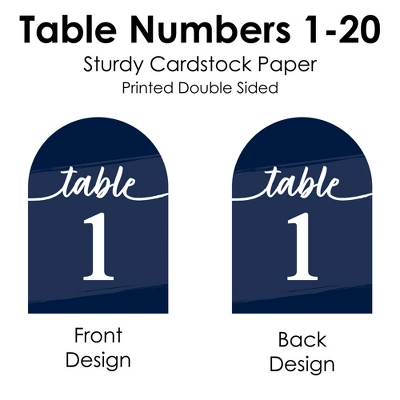 Big Dot Of Happiness Navy Blue Elegantly Simple - Wedding Receptions, Parties Or Events Double-Sided 5 X 7 Inches Cards - Table Numbers - 1-20 5 Big Dot Of Happiness Navy Blue Elegantly Simple - Wedding Receptions, Parties Or Events Double-Sided 5 X 7 Inches Cards - Table Numbers - 1-20 - Image 5
