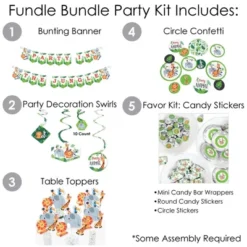 Big Dot Of Happiness Jungle Party Animals - Safari Zoo Animal Birthday Party Or Baby Shower Supplies - Banner Decoration Kit - Fundle Bundle