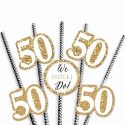 Big Dot Of Happiness We Still Do - 50th Wedding Anniversary - Paper Straw Decor - Anniversary Party Striped Decorative Straws - Set Of 24 -Anagram Shop GUEST ccee9e2b a824 4859 a49c d178b3d5fecb