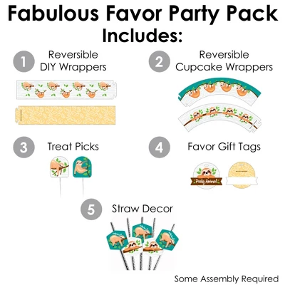 Big Dot Of Happiness Let’s Hang - Sloth - Baby Shower Or Birthday Party Favors And Cupcake Kit - Fabulous Favor Party Pack - 100 Pieces 1 Big Dot Of Happiness Let’s Hang - Sloth - Baby Shower Or Birthday Party Favors And Cupcake Kit - Fabulous Favor Party Pack - 100 Pieces