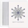 Masterpiece Studios 18-Count Boxed Christmas Cards With Foil-Lined Envelopes, 7.8" X 5.6", Embossed Ornate Silver Snowflake (936200)