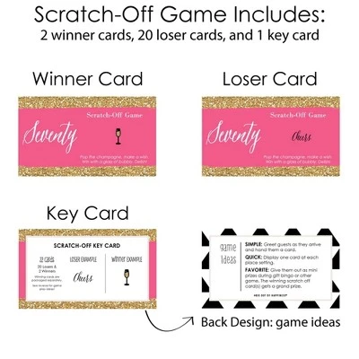 Big Dot Of Happiness Chic 70th Birthday - Pink And Gold - Birthday Party Game Scratch Off Cards - 22 Count 3 Big Dot Of Happiness Chic 70th Birthday - Pink And Gold - Birthday Party Game Scratch Off Cards - 22 Count - Image 3