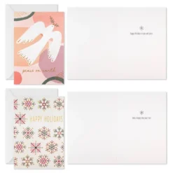 Hallmark 40ct Modern Assorted Boxed Card Pack Blush/Mauve/White