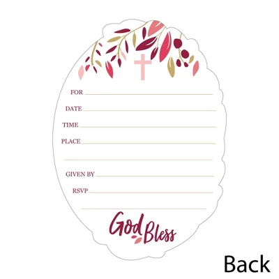 Big Dot Of Happiness Baptism Pink Elegant Cross - Shaped Fill-in Invitations - Girl Religious Party Invitation Cards With Envelopes - Set Of 12 2 Big Dot Of Happiness Baptism Pink Elegant Cross - Shaped Fill-in Invitations - Girl Religious Party Invitation Cards With Envelopes - Set Of 12 - Image 2