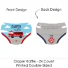 Big Dot Of Happiness Fired Up Fire Truck - Diaper Shaped Raffle Ticket Inserts - Firefighter Firetruck Baby Shower Activities Diaper Raffle Game 24 Ct