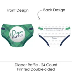 Big Dot Of Happiness Par-Tee Time - Golf - Diaper Shaped Raffle Ticket Inserts - Baby Shower Activities - Diaper Raffle Game - Set Of 24