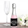 Big Dot Of Happiness Mr. And Mrs. - Mini Wine & Champagne Bottle Label Stickers - Black And White Wedding Or Bridal Shower Favor Gift - Set Of 16