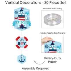 Big Dot Of Happiness Ahoy It's A Boy - Nautical Baby Shower DIY Dangler Backdrop - Hanging Vertical Decorations - 30 Pieces -Anagram Shop GUEST da641b1f 5968 441f b5d2 b66eecc06cb8