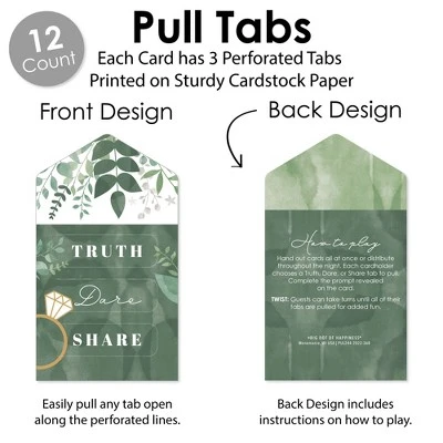 Big Dot Of Happiness Boho Botanical Bride - Greenery Bridal Shower And Wedding Party Game Pickle Cards - Truth, Dare, Share Pull Tabs - Set Of 12 2 Big Dot Of Happiness Boho Botanical Bride - Greenery Bridal Shower And Wedding Party Game Pickle Cards - Truth, Dare, Share Pull Tabs - Set Of 12 - Image 2