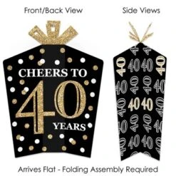 Big Dot Of Happiness Adult 40th Birthday - Gold - Table Decorations - Birthday Party Fold And Flare Centerpieces - 10 Count