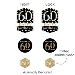 Big Dot Of Happiness Adult 60th Birthday - Gold - Birthday Party DIY Dangler Backdrop - Hanging Vertical Decorations - 30 Pieces -Anagram Shop GUEST dddd3737 32af 4a56 a320 8057aa871860