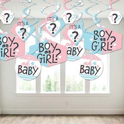 Big Dot Of Happiness Baby Gender Reveal - Team Boy Or Girl Party Hanging Decor - Party Decoration Swirls - Set Of 40 2 Big Dot Of Happiness Baby Gender Reveal - Team Boy Or Girl Party Hanging Decor - Party Decoration Swirls - Set Of 40 - Image 2