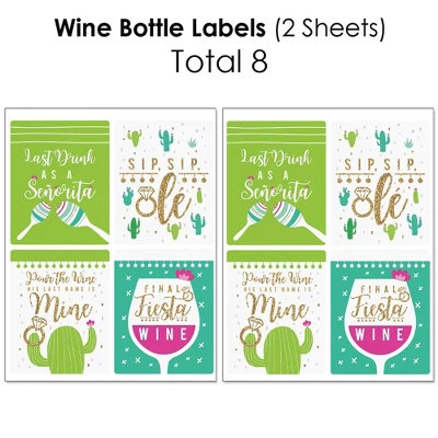 Big Dot Of Happiness Final Fiesta - Mini Wine, Wine, & Water Bottle Labels - Last Fiesta Bachelorette Party Decorations - Beverage Bar Kit - 34 Pieces 3 Big Dot Of Happiness Final Fiesta - Mini Wine, Wine, & Water Bottle Labels - Last Fiesta Bachelorette Party Decorations - Beverage Bar Kit - 34 Pieces - Image 3