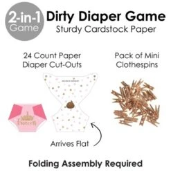 Big Dot Of Happiness Little Princess Crown - Pink And Gold Princess Baby Shower Conversation Starter - 2-in-1 Dirty Diaper Game - Set Of 24 -Anagram Shop GUEST e03c8881 d39e 4d3a 986e ef3d94fe3d7b