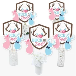 Big Dot Of Happiness Buck Or Doe - Hunting Gender Reveal Party Centerpiece Sticks - Table Toppers - Set Of 15