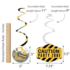 Big Dot Of Happiness Dig It - Construction Party Zone - Baby Shower Or Birthday Party Hanging Decor - Party Decoration Swirls - Set Of 40 -Anagram Shop GUEST e1a89f67 c584 4a32 931d f84a25473907