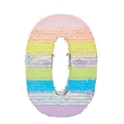 Blue Panda Large Number 0 Pinata For Kids Birthday Party Decorations, Rainbow Pastel, 21 X 14.4 In -Anagram Shop GUEST e244b5b6 5e78 4114 9053 458d200bed94