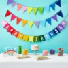 Blue Panda 8 Feet Rainbow Happy Birthday Banner With 3 Colorful Felt Pennant Flag Banners (6 Feet) For Party Decorations
