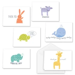 36ct Baby Animals Thank You Cards