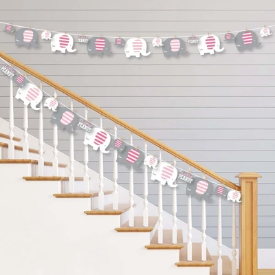 Big Dot Of Happiness Pink Elephant - Girl Baby Shower Or Birthday Party DIY Decorations - Clothespin Garland Banner - 44 Pieces 1 Big Dot Of Happiness Pink Elephant - Girl Baby Shower Or Birthday Party DIY Decorations - Clothespin Garland Banner - 44 Pieces